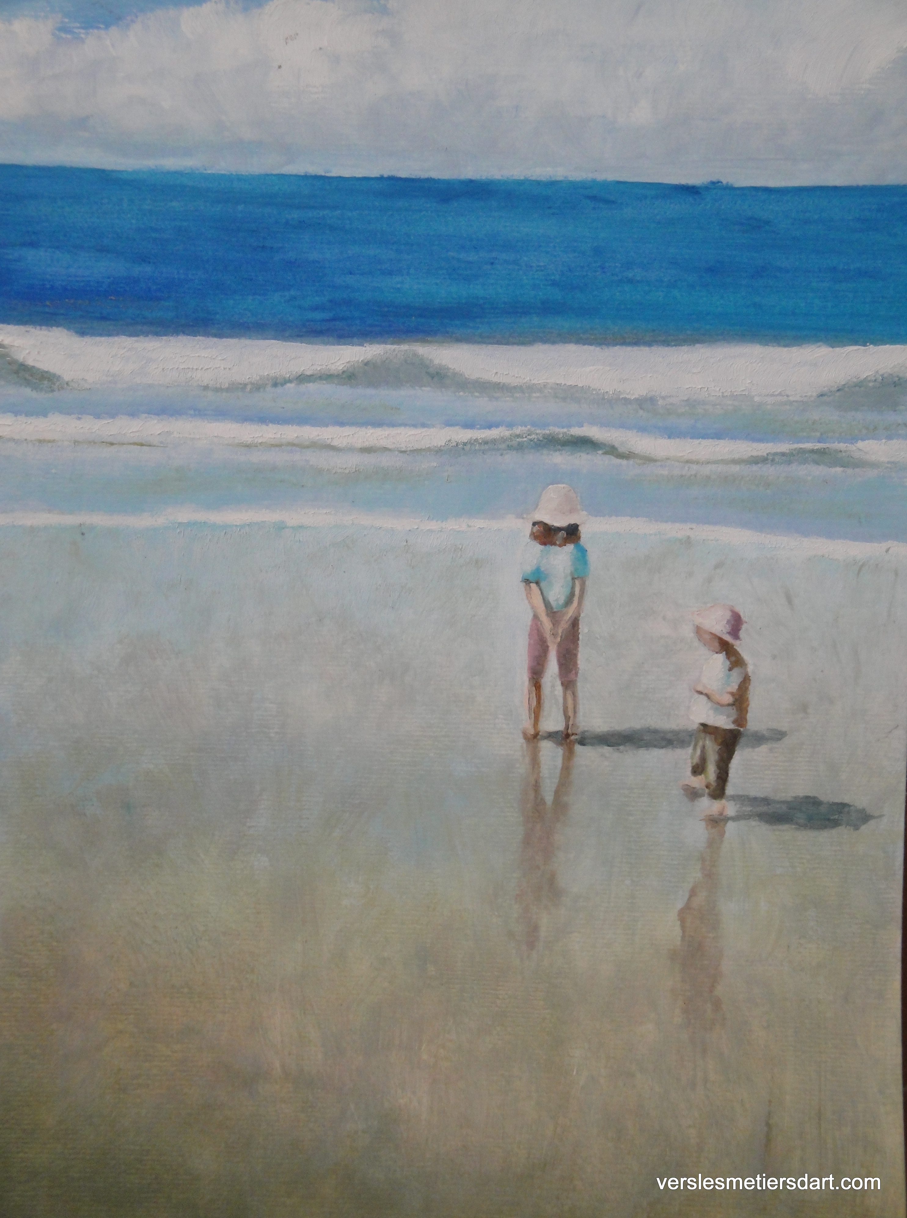 Peinture les enfants sur la plage